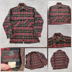 VTG Johnson Woolen Mills Womens 15 Wool Plaid Buffalo Mackinaw Flannel Jacket‎